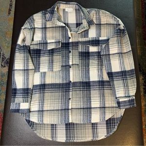 Acoa Fuzzy, Plaid Shacket Size S